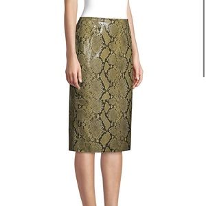 NWT Green Snake Skin Leather Pencil Skirt | Lafayette 148